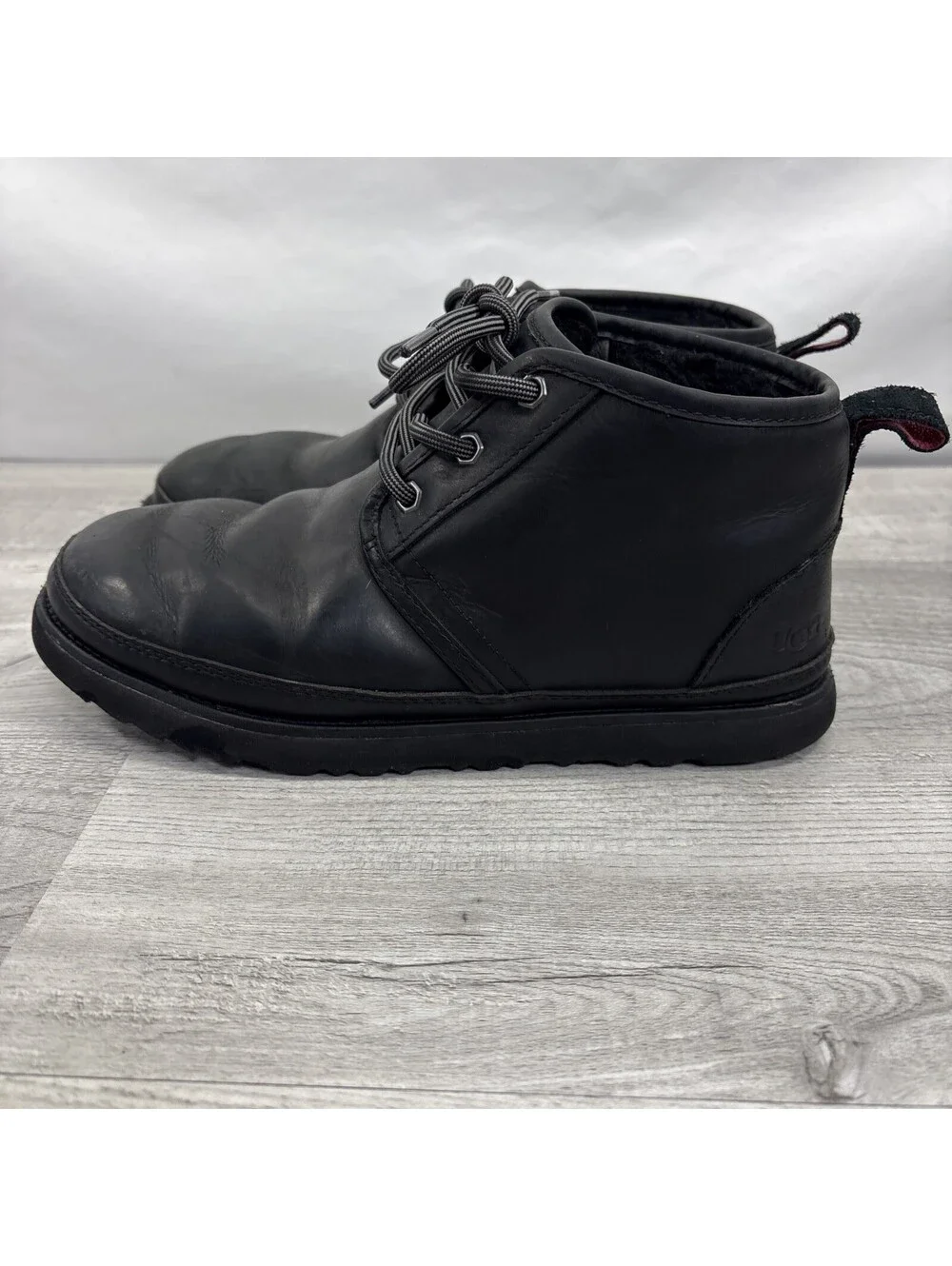 UGG Neumel Weather II Waterproof Black Leather Chukka Boots Size US 8 Men